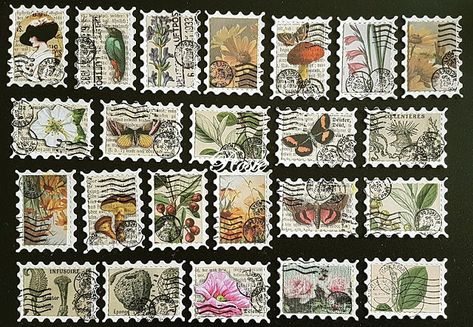 Rosie's Bastelwelt Postage Stamps Diy, Faux Postage Stamps, Postage Stamps Crafts, Art Trading Cards, Diy Stamp, Smash Book, Stamp Crafts, Mixed Media Collage, Junk Journals