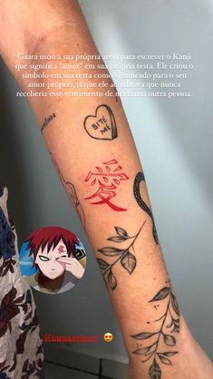 Gaara Tattoo Meaning, Gaara Love Tattoo, Garra Tattoo, Gaara Tattoo Ideas, Gaara Tattoo, Chinese Letter Tattoos, Amor Tattoo, Tattoo Cover Ups, Gothic Tattoos