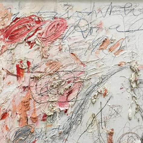 Close up of Cy Twombly's mesmerizing 'Untitled [Rome]' (1961) at the Broad featuring pops of pink & peach and scribbles & scratches of gray ✍ Cy Twombly Art, Cy Twombly Paintings, Claes Oldenburg, Robert Motherwell, Cy Twombly, Jasper Johns, Art And Illustration, Abstract Expressionist, Andy Warhol