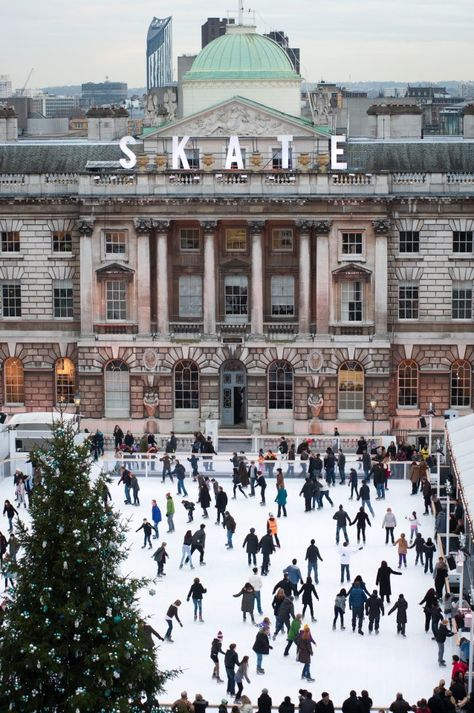 hold hands and go ice skating in London Winter Skating, Somerset House, House London, Ice Rink, London Town, London Love, Wanderlust Travel, Oh The Places Youll Go, Somerset