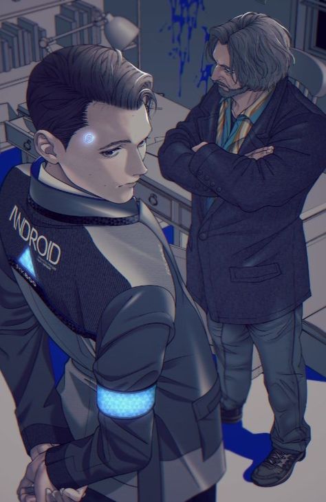 Connor Dbh, Detroit Art, Manga Watercolor, Detroit: Become Human, Quantic Dream, Detroit Become Human Connor, Becoming Human, Detroit Being Human, I Like Dogs