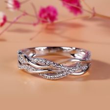 Items for sale by mandsdiamond | eBay New Wedding Ring, Kids Ring, Infinity Band Ring, Infinity Wedding Band, Band Rings Women, Silver Bracelet Designs, My Wedding Ring, Renewal Vows, Crossover Diamond Ring