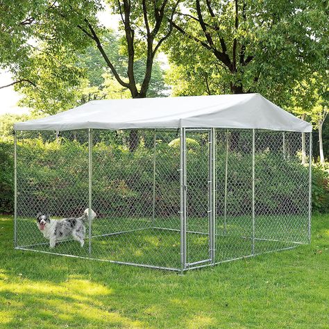 Arrives by Wed, Feb 21 Buy MEETWARM Large Outdoor Dog Kennel, Heavy Duty Dog House Playpen Galvanized Steel Pet Fence with Fully Enclosed Waterproof UV-Resistant Cover, Stainless Steel Zip Ties and Secure Lock at Walmart.com Outdoor Dog Spaces, Dog Pen Outdoor, Live In Nature, Dog Kennel Outside, Outdoor Dog Kennel, Dog Spaces, Cleaning Painted Walls, Pet Enclosure, Pet Fence