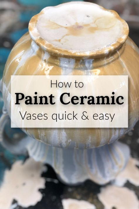 Yep, I knew that I could paint ceramic, but I never thought this vintage vase would turn out like this!   #dododsondesigns #paintceramic #paintedceramics #vases #vintagehomedecor #upcycle Hand Painted Vases Diy Ideas, Paint Ceramic Vase, Painting Vases Diy Ideas, Spray Paint Ceramic, Ceramic Vases Diy, Decorating On A Dime, Large Ceramic Vase, Paint Ceramic, Glaze Paint