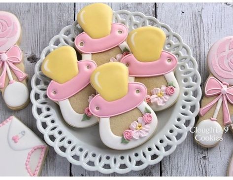 Pacifier Cookies, Bee Baby Shower Theme, Baby Cookies, Bee Baby Shower, Baby Themes, Cookie Icing, Baby Shower Cookies, Iced Cookies, Brownie Cookies