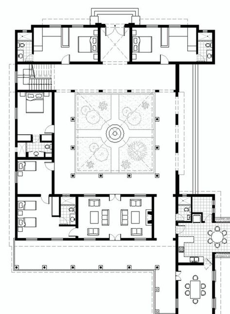 Casa Arabe Architecture Drawing Plan, Architecture Concept Diagram  image and visual related images Arabic House Design, Plan Architecture, Architecture Drawing Plan, Courtyard House Plans, Hotel Plan, Architecture Concept Diagram, Architectural Floor Plans, Architecture Design Sketch, Architecture Design Drawing