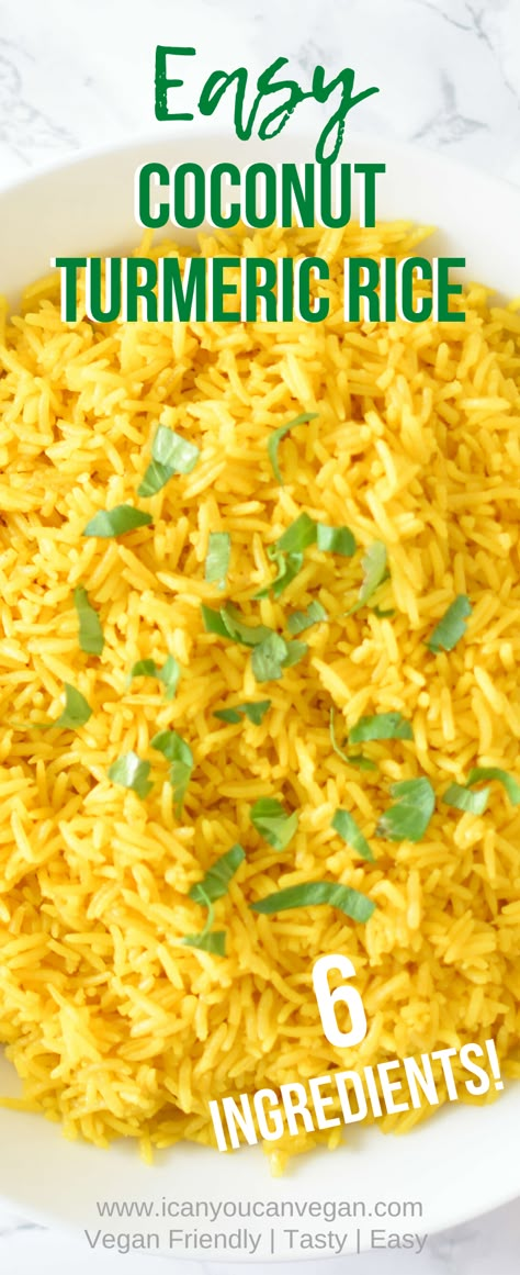 Coconut Turmeric Rice, Turmeric Rice Recipe, Coconut Milk Rice, Basmati Rice Recipes, Turmeric Rice, Coconut Rice Recipe, Rice Side Dish Recipes, Rice Side, Turmeric Recipes