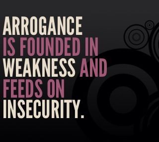 Insecurity is the root of arrogance. People who come off as arrogant are placing their security in themselves instead of giving glory to God who created them,  blessed them, and gave them His righteousness. Conceited People, Arrogance Quotes, Arrogant People, Stand Your Ground, Neon Words, Soul Quotes, Empowerment Quotes, People Quotes, Amazing Quotes