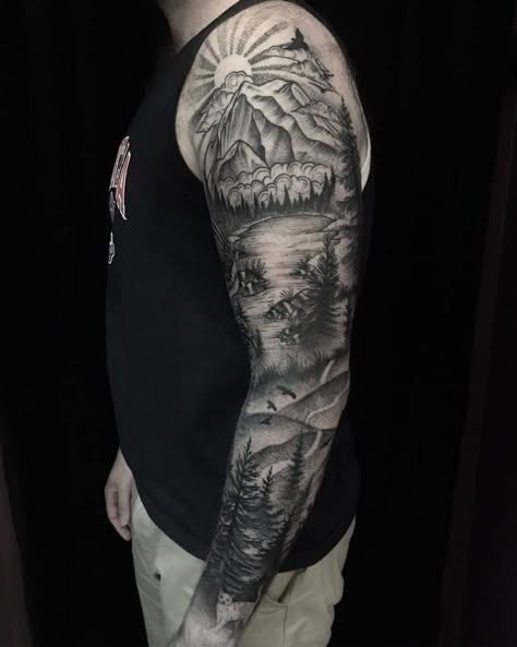 Top 63 Best Forest Sleeve Tattoo Ideas - [2020 Inspiration Guide] Sleeve Tattoos For Guys Outdoors, Full Sleeve Outdoor Tattoo, Globe Sleeve Tattoo, Make Tattoo Sleeve, Men’s Tattoo Sleeve Themes, Outdoor Arm Sleeve Tattoo, Nature Themed Sleeve Tattoo Men, Ocean Inspired Sleeve Tattoo, Outdoor Tattoos For Men Sleeve