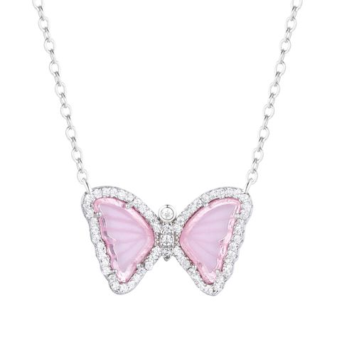 A new take on our best-selling butterfly necklace! Now available in this beautiful light pink simulated morganite. Butterflies represent hope and transformation. Simulated morganite (pink glass) Crystal pave Gold-plated, 925 sterling silver Adjustable slider chain up to 18" Dimensions: 18x12mm Pink And Silver Necklace, Pink Butterfly Necklace, Tina Kunakey, Mini Butterfly, Doll Closet, How To Clean Silver, Gold Glasses, Professional Jewelry, Pink Jewelry