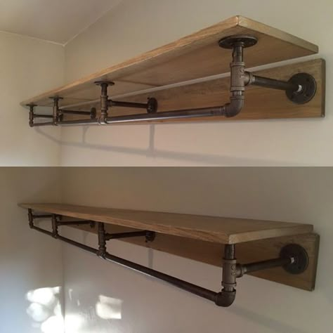 40+ Floating Shelf Ideas Built With Industrial Pipe Pipe Closet, Large Wooden Crates, Industrial Closet, Ikea 2015, Industrial Shelves, Floating Shelves Ideas, Diy Floating Shelves, Room Storage Diy, Industrial Pipe Shelves