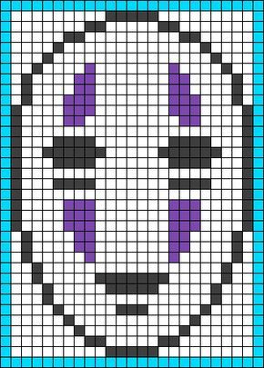 No-Face (Kaonashi) - Spirited Away perler bead pattern Ghibli Pixel Art, Shoulder Bag Pattern, Perler Bead Templates, Pixel Crochet, Pixel Art Grid, Hama Beads Patterns, Minecraft Pixel Art, Diy Perler Beads, Anime Pixel Art