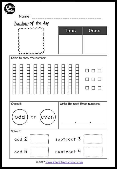 Free Number of the Day Printable and Worksheet for K-2 Number Of The Day, Math Talk, Math Education, Math Number Sense, Math Intervention, Math Journals, 2nd Grade Classroom, Math Notebooks, Second Grade Math