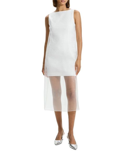 Theory Organza Layer Mini Shift Dress Women - Bloomingdale's Shift Wedding Dress, Organza Overlay, Luxury Sportswear, Theory Dress, Womens Shift Dresses, Fashion Wishlist, Elie Tahari, Little White Dresses, Mini Shift Dress