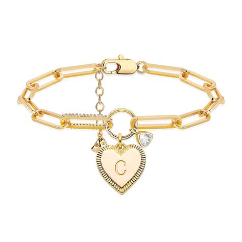 PRICES MAY VARY. ✦MEASUREMENTS✦ The Heart Initial Bracelet Is 6.5" - 7.6" Chain Long,Adjustable. And Secured Perfectly with The Standard Lobster Clasp. ✦QUALITY & ALLERGY✦ Metal Brass Based Encapsulated With 8 Layers of 40% 18k Gold.100% Lead And Nickel Free And All Hypoallergenic! There Is Minimal Risk of Causing An Allergic Reaction And They Make A Great Alternative For Those With Sensitive Skin But Don’T Like The Price Tag on Solid Gold. ✦APPLICABLE OCCASIONS✦ Our Dainty Initial Heart Bracele Letter Charm Bracelet, Paperclip Bracelet, Bracelet Initial, Open Hoop Earrings, Bracelet Dainty, Letter Charm, Gold Charm Bracelet, Initial Bracelet, Gold Initial