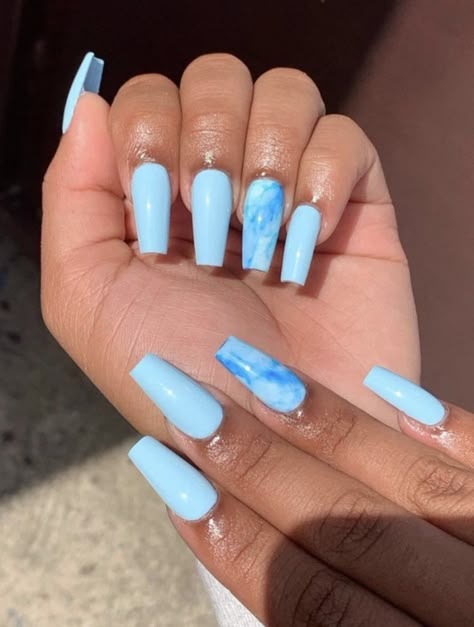 Marble Acrylic Nails, Acrylic Nail Designs Coffin, Pastel Nails Designs, Milky Nails, Blue Acrylic Nails, Simple Acrylic Nails, Glow Nails, Fall Acrylic Nails, Coffin Shape Nails