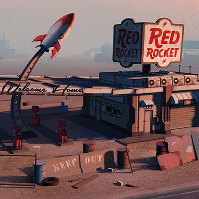 Red Rocket Fallout, Hamburger Station, Environment Inspiration, Red Rocket, Retro Future, 3d Environment, Fallout Art, Gas Stations, Fallout 4