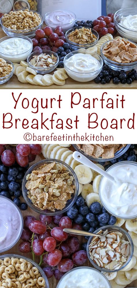 Yogurt Parfait Breakfast Board | Barefeet In The Kitchen Parfait Board, Yogurt Parfait Breakfast, Yogurt With Granola, Yogurt Parfait Bar, Breakfast Yogurt Parfait, Parfait Bar, Fruit And Yogurt Parfait, Breakfast Parfait, Yogurt Parfaits