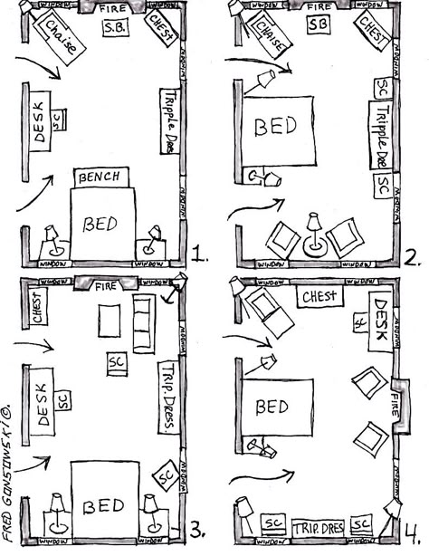 Bedroom Furniture Arrangement, Long Narrow Bedroom, Narrow Bedroom, Arranging Bedroom Furniture, Bedroom Arrangement, Bedroom Furniture Layout, Bedroom Layout, Small Room Design, Grand Homes