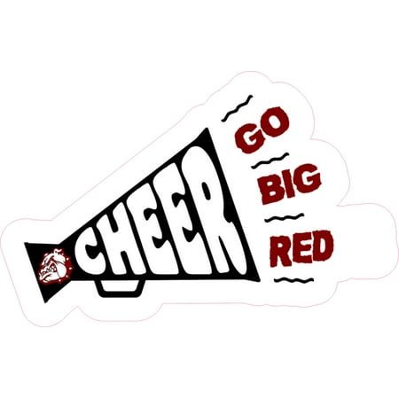 5in x 3in (127mm x 76.2mm) Red Bulldog Megaphone Cheer StickerRed Bulldog Megaphone Cheer Design:This sticker is 5 inches wide by 3 inches tall when applied. The sticker is the image of a black cheerleader's megaphone with the word, CHEER, in white letters. The words, GO BIG BLUE, appear in red letters with black sound lines on the right side of the megaphone, and a white and red bulldog mascot logo appears on the left end of the megaphone. This sticker is the perfect way to express your love fo Cheer Spirit Signs, Cheer Locker Signs, Homecoming Banners, Cheer Box, Black Cheerleaders, Locker Signs, Cheer Posters, Cheer Megaphone, Cheer Signs