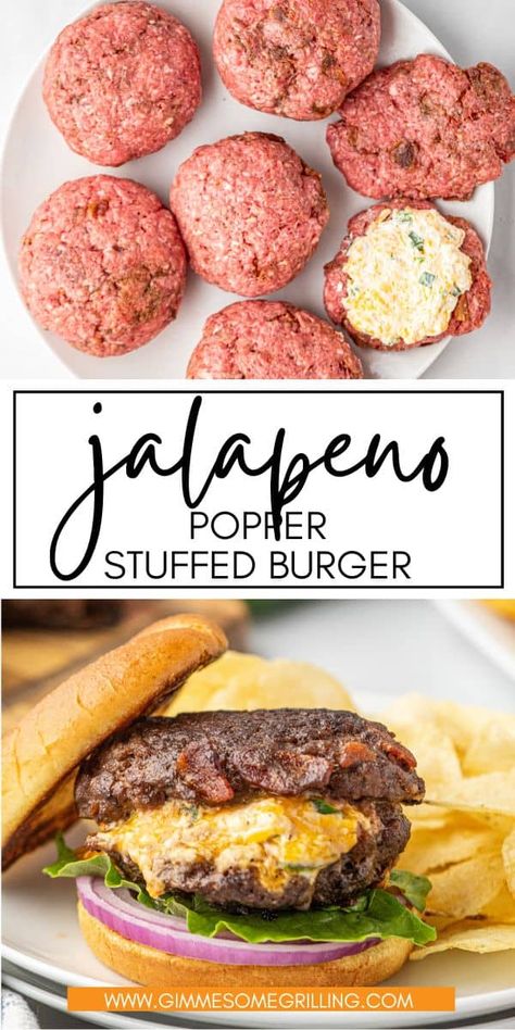 Sizzle up summer with these INSANELY cheesy, bacon-stuffed burgers! Simple ingredients, EASY prep, and EXPLOSIONS of flavor in every bite. Get the recipe and impress your crew to enjoy on your next dinner on the grill. Stuffed Smoked Burgers, Jalapeno Popper Hamburger, Jalapeno Popper Burgers, Jalepeno Burgers Recipes, Jalepeno Burgers, Stuffed Burger Recipes, Dinner On The Grill, Grilled Burger Recipes, Jalapeno Burger