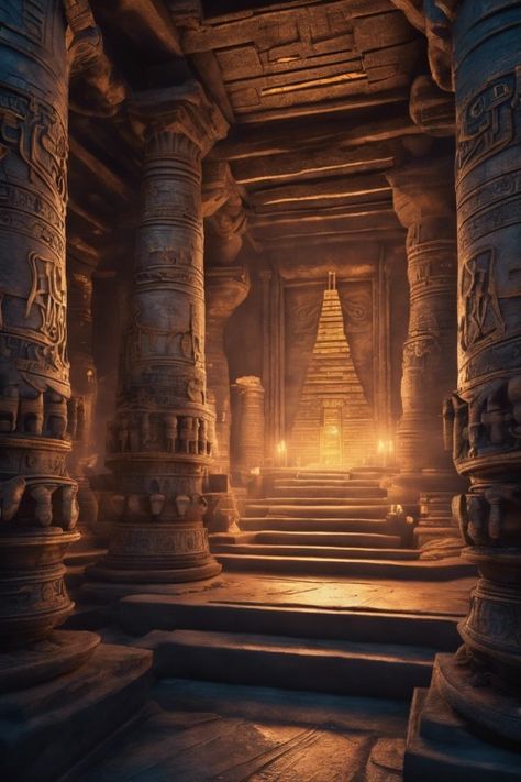 Sacred Temple Exploration Check more: https://paintlyx.com/sacred-temple-exploration/ Desert Temple Interior, Egyptian Temple Art, Ancient Temple Aesthetic, Ethereal Temple, African Temple, Temple Priestess, Druid Temple, Magic Temple, Fantasy Temple