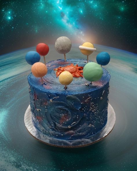 "I'm over the moon with how my latest creation turned out! This 'Out of this World' Milky Way Galaxy cake was made for a very special girl's 9th birthday, and it's definitely one of my favorites. 😍 This stunning 8-inch Red Velvet cake features cream cheese filling, signature buttercream, and a mesmerizing swirl design. The fondant-covered gumball planets, edible glitter in purple, pink, and blue. Along with silver star & jimmie sprinkles add an extra touch of magic. I'm thrilled with how it... Girls 9th Birthday, Planet Cake, Galaxy Cake, Milky Way Galaxy, Edible Glitter, Cream Cheese Filling, Special Girl, Moon Cake, Velvet Cake