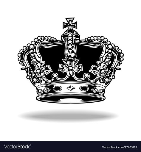 King Tattoo Men Crowns, Realistic Crown Tattoo, Kings Crown Drawing, Kings Crown Tattoo, Crown Tattoo Stencil, Crown Types, Diamond Crown Tattoo, Black And White Crown, Crown Black And White