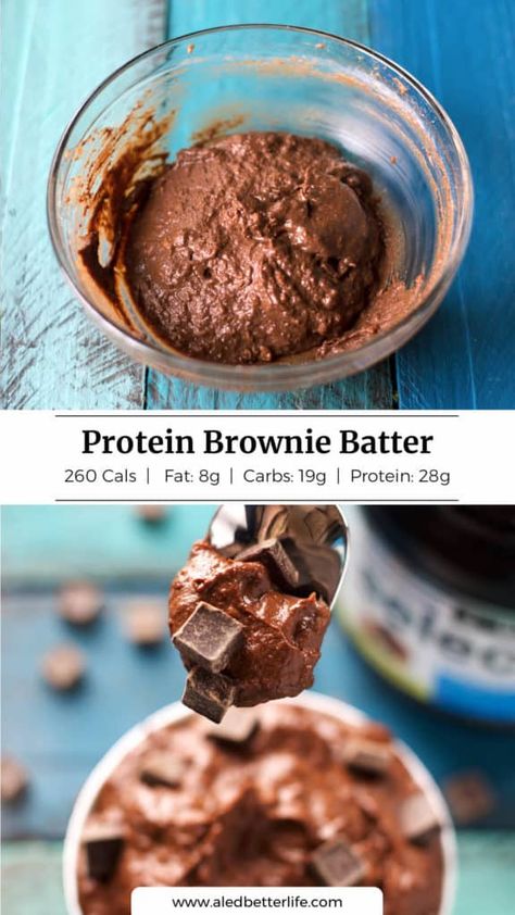 Protein Packed Brownie Batter Oatmeal Bake, Protein Powder Brownie Batter, High Protein Brownie Batter, Clean Simple Eats Brownie Batter Recipes, Julie Ledbetter Recipes, Single Serve Protein Brownie, Brownie Batter Protein Balls, Single Serve Protein Dessert, Protein Trifle