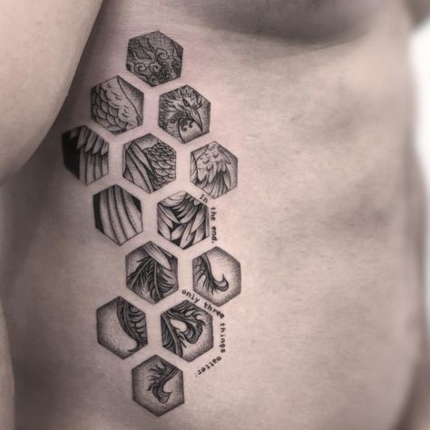 10 Best Hexagon Tattoo Ideas You Have To See To Believe! | Outsons | Men's Fashion Tips And Style Guides Geometric Honeycomb Tattoo, Geometric Hexagon Tattoo, Geometric Tattoo Leg, Hexagon Tattoo, Honeycomb Tattoo, Black Line Tattoo, Tattoo For Boyfriend, Abstract Tattoo Designs, Tattoo Background