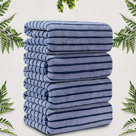 PRICES MAY VARY. 4 Pieces Soft Bath Towels Set: Includes 4 pieces bath towels(35"x70") Made of 100% premium quality super soft microfiber, these plush towels are colorfast, non-pilling, anti-static, wrinkle and shrink resistant, more durable than regular bathroom towels and more breathable and comfortable than cotton, providing you with a relaxing drying experience. Highly Absorbent & Quick-drying Bath Towels: Lightweight bathroom towels make them super absorbent, soft and fluffy, light weight a Towels For Bathroom, Soft Bath Towels, Fluffy Towels, Large Bath, Large Baths, Hotel Bathroom, Vintage Eclectic, Cotton Bath Towels, Bath Sheets