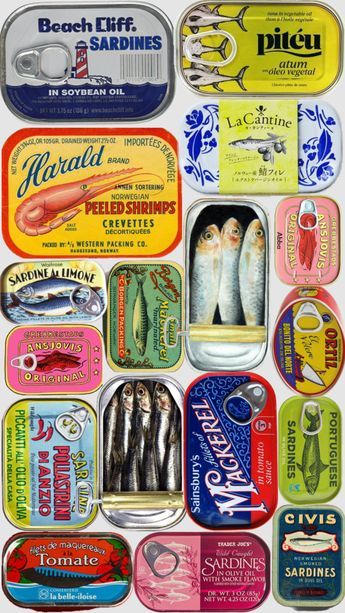 Check out nervecircuit's Shuffles #sardines #fishtin Tin Fish Aesthetic, Vintage Sardine Tin, Canned Fish Packaging, Sardine Aesthetic, Sardine Tin Art, Sardine Can Art, Sardine Packaging, Sardines Packaging, Tinned Sardines