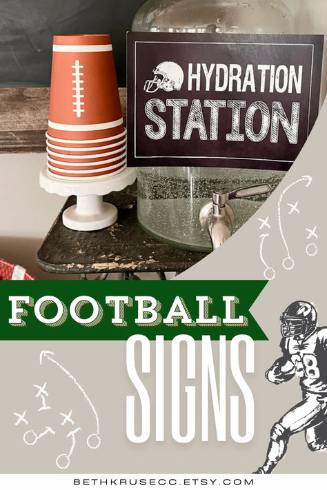 🏈 Touchdown Thirst Quencher! 🏈 Keep your guests hydrated and energized with this fun chalkboard hydration station sign. Perfect for football parties, tailgates, or any sports-themed event. Quick and Easy DIY Instant Download #footballparty #hydrationstation #sportsparty #chalkboardsign #partydecor Hydration Station Sign, College Football Tailgate, Football Party Decorations, Football Parties, Hydration Station, Football Signs, Water Station, Football Tailgate, Sports Party