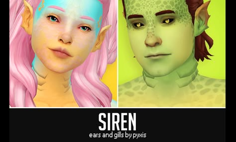 SIREN - MERMAID ACCESSORIES - PYXIS SIMS Sims 4 Cc Skin Spots, Sims 4 Pyxis Cc, Sims 4 Cc Mermaid Gills, Siren Sims 4 Cc, Ts4 Mermaid Cc, Siren Ears, Ts4cc Makeup, Sims Alien, Sims4cc Accessories