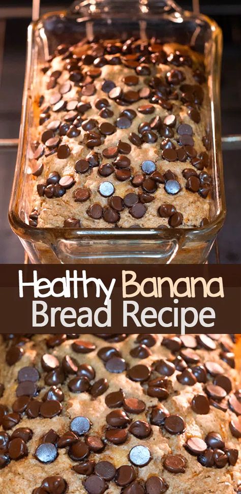 Banana Bread Recipe Oil, Healthy Chocolate Chip Banana Bread, Healthier Banana Bread, Yogurt Banana Bread, Healthy Banana Bread Recipe, Homemade Greek Yogurt, Chocolate Covered Katie, Banana Bread Recipe Healthy, Bread Soft