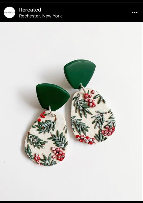 Artisan Polymer Clay Earrings, Jewelry Polymer Clay, Christmas Jewellery, Diy Earrings Polymer Clay, Polymer Clay Jewelry Tutorials, Handmade Clay Jewelry, Christmas Clay, Polymer Clay Christmas, Polymer Earrings