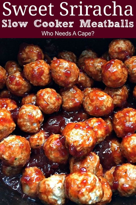 Honey Sriracha Meatballs Crockpot, Sriracha Meatballs Crockpot, Sweet Chili Meatballs Crockpot, Oven Casserole Recipes, Sriracha Meatballs, Saturday Night Dinner, Meatball Recipes Crockpot, Slow Cooker Appetizers, Turkey Meatball