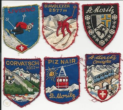 6 VINTAGE SKI RESORT PATCHES FROM ITALY & SWITZERLAND-CORVIGLIA,PIZ NAIR,LIVIGNO | #429377393 Vintage Ski Resort, Vintage Ski Posters, Apres Ski Party, Graphic Design School, Sew On Badges, Resort Logo, Retro Ski, Ski Resorts, Vintage Italy