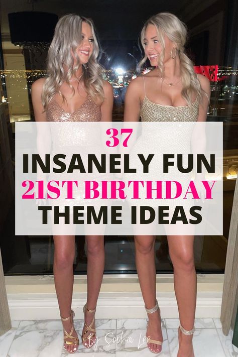 I am obsesseddd!! These 21st birthday theme ideas are SO good! I am turning 21 later this year and I am having a hard time choosing what theme to go with because I love all of these so much! Birthday Dress Theme Ideas, 21st Bday Theme Ideas, 21 Birthday Themes For Women, 21 St Birthday Themes, Birthday Themes Outfits, Birthday Themes For Adults Women Parties, 21st Theme Ideas, What To Do For 21st Birthday, 21st Birthday Themes Dress Up