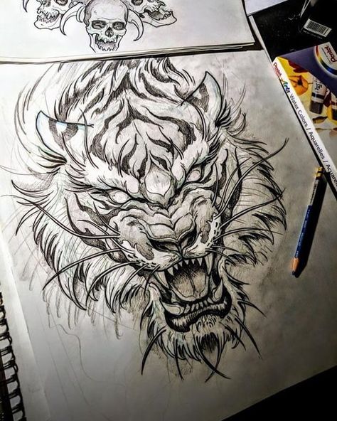 Animal Face Tattoo, Tato Flash, Tier Tattoo, Tiger Tattoo Design, Kunst Tattoos, Tattoo Zeichnungen, Japanese Tattoo Art, Tiger Art, Tiger Tattoo