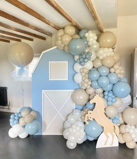 Dusty Blue Balloon Garland, Dusty Blue Balloons, Blue Balloon Garland, Balloons White, Blue Balloon, Garland Arch, Baby Boy Birthday, White Balloons, Arch Kit