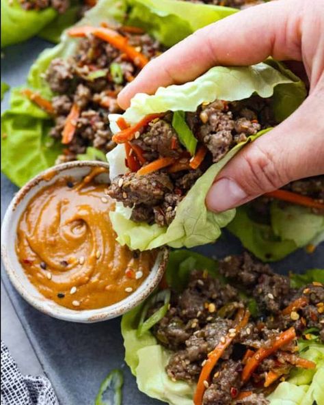 Cook Secrets Korean Beef Lettuce Wraps, Thai Lettuce Wraps, Lettuce Wraps Recipe, Kitchen Sanctuary, Lettuce Recipes, Minced Beef Recipes, Beef Lettuce Wraps, Pork Lettuce Wraps, Healthy Ground Beef