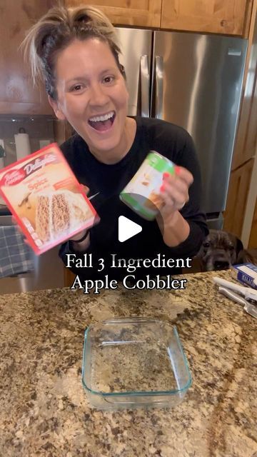 Kerry Modin on Instagram: "Your go to dessert for all things fall!! Fall cobbler, but make it simple! 🍎 Just like my viral summer cobbler, this 3-ingredient fall version is a total game-changer!! With the crisp autumn air and cozy vibes, it’s the perfect way to enjoy the season. 🍂  •Follow along for more quick and easy recipes!   #apples #appleseason #cobbler #cobblerrecipe #falldesserts #fall #fallseason #baking #bakingseason #dessert #dessertideas #recipe #recipeshare #thanksgivingdesserts #friendsgiving #halloween" Fall Cobbler Recipes Easy, Dump Desserts Easy, Apple Dump Cake Recipes 3 Ingredients, Easy Cobbler Recipes 4 Ingredients, Easy Apple Desserts 3 Ingredients, Apple Cobbler Easy 3 Ingredients, Apple Recipes Easy 3 Ingredients, Fall Cobbler, Summer Cobbler