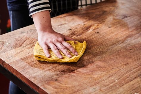 How to Clean & Protect Your Wood Dining Table | Kitchn Wood Kitchen Table, Wooden Kitchen Table, Clean Kitchen Cabinets, Diy Wedding Reception, Wood Cleaner, Kitchen Table Wood, Bleached Wood, Clean Microwave, Cleaning Wood