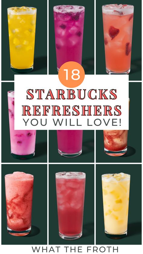 Fruity Drinks Starbucks, Starbucks Refreshing Drinks, Cold Drinks Starbucks, Easy Refresher Drinks, Best Starbucks Refresher Orders, Cold Starbucks Drinks Refreshers, Best Refreshers At Starbucks, Starbucks Energy Drink Recipe, Starbucks Refresher Recipes