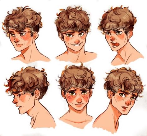 Drawing Reference Male, Hair Drawing Reference, Boy Hair Drawing, Reference Male, Drawing Male, Male Hairstyles, Character Design Cartoon, Curly Hair Drawing, Drawing Eyes