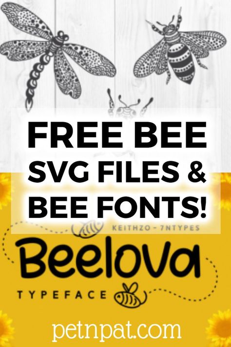 Free Bee SVG Files & Bee Fonts: Where To Find Them!  #bees #insects #bugs #svg #fonts #beekeeping #honey #beekeeper #cricut #silhouette Free Honey Bee Svg Files For Cricut, Svg Mandala Free, Bee Svg Files Free, Free Bee Svg Files For Cricut, Bee Svg Free Cricut, Bug Svg Free, 3d Svg Files Free, Bee Svg Free, Fonts For Logos