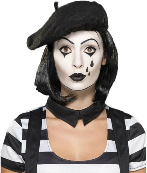 Mime Halloween Costume, Mime Costume, Artist Costume, Mime Artist, Clown Face Paint, Circus Makeup, Mime Makeup, French Costume, Fancy Dress Halloween