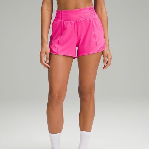 New With Tags! Lululemon Hotty Hot High Rise 4 Inch Shorts In Sonic Pink Size 10 Stretch Mesh Fabric, Shorts Lululemon, Hotty Hot Shorts, Lululemon Shorts, Designer Shorts, High Rise Shorts, Shorts Athletic, Fitted Sweater, Mens Sweatshirts Hoodie