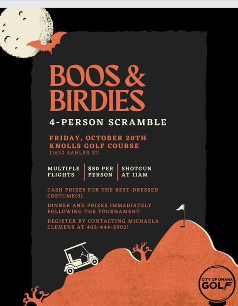 Halloween Golf Tournament Ideas, Halloween Theme Golf Tournament, Golf Tournament Flyer, Golf Tournament Ideas, Halloween Golf, Golf Halloween, Halloween Party Ideas, Halloween Flyer, Cash Prize